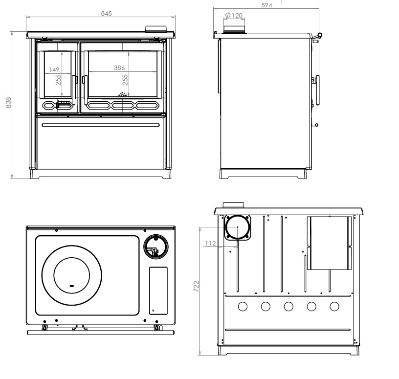 PLAMEN Sporák na tuhá paliva 850 GLAS - P bílý