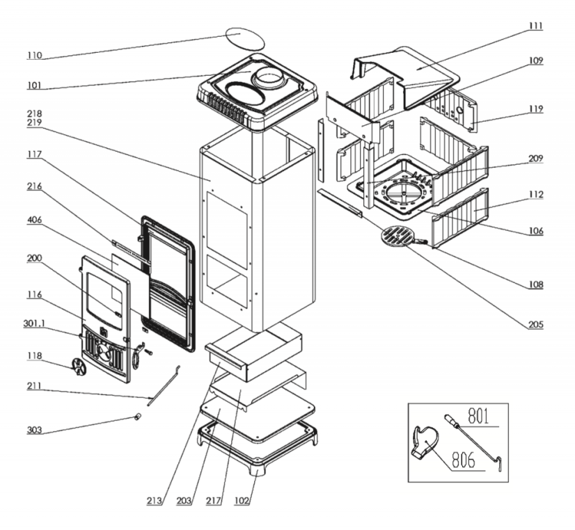 PLAMEN Litinová krbová kamna DORA 10 N - černá