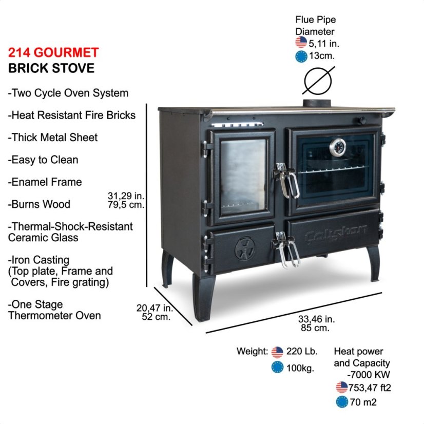 CALISKAN Sporák na tuhá paliva GURMET P - černý