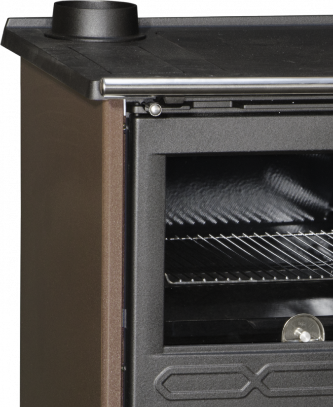 PLAMEN Sporák na tuhá paliva s teplovodním výměníkem TERMO GLAS - L hnědý