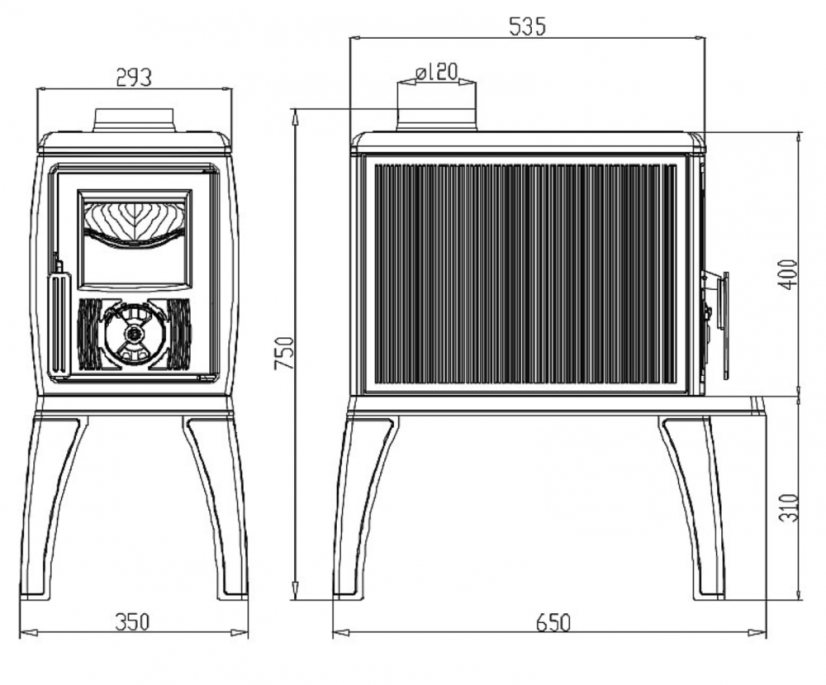 PLAMEN Litinová krbová kamna TRENK - černá