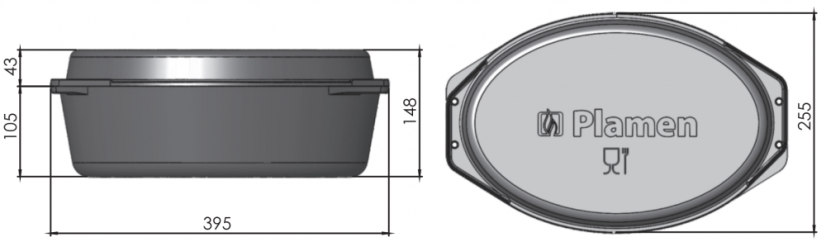 PLAMEN Litinový pekáč s víkem 5,8 l - oválný