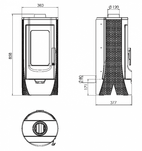 PLAMEN Litinová krbová kamna TARA - černá