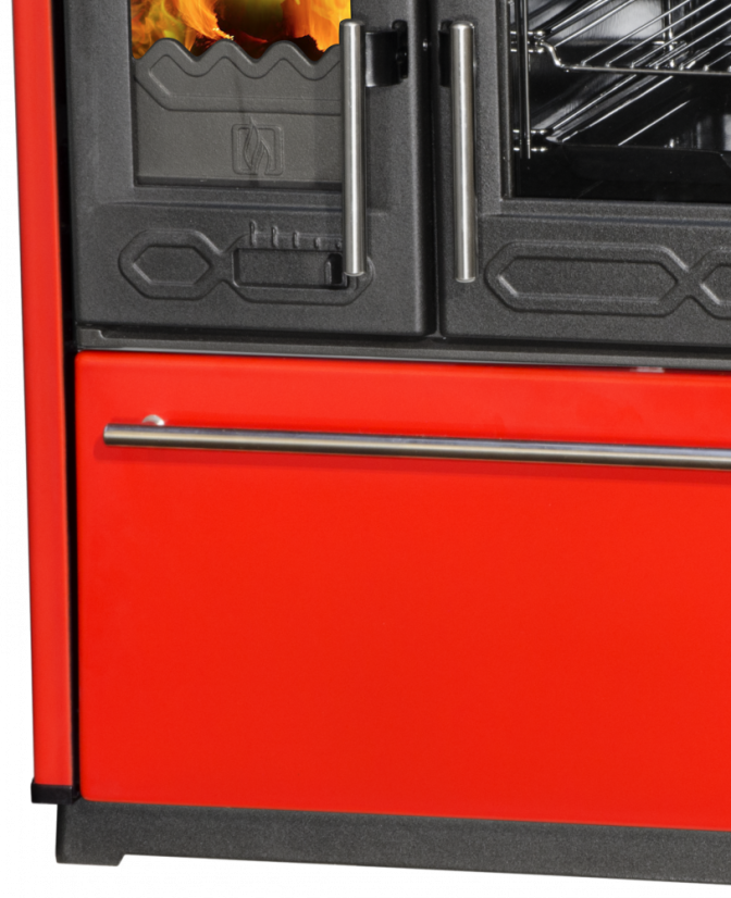PLAMEN Sporák na tuhá paliva 850 GLAS - P červený