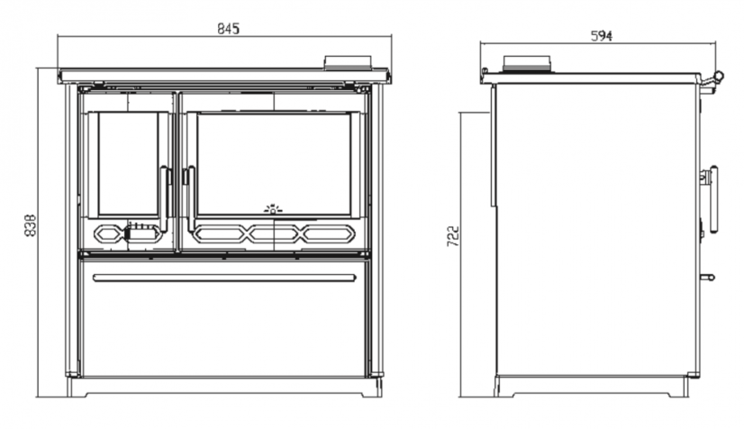 PLAMEN Sporák na tuhá paliva 850 GLAS - P černý