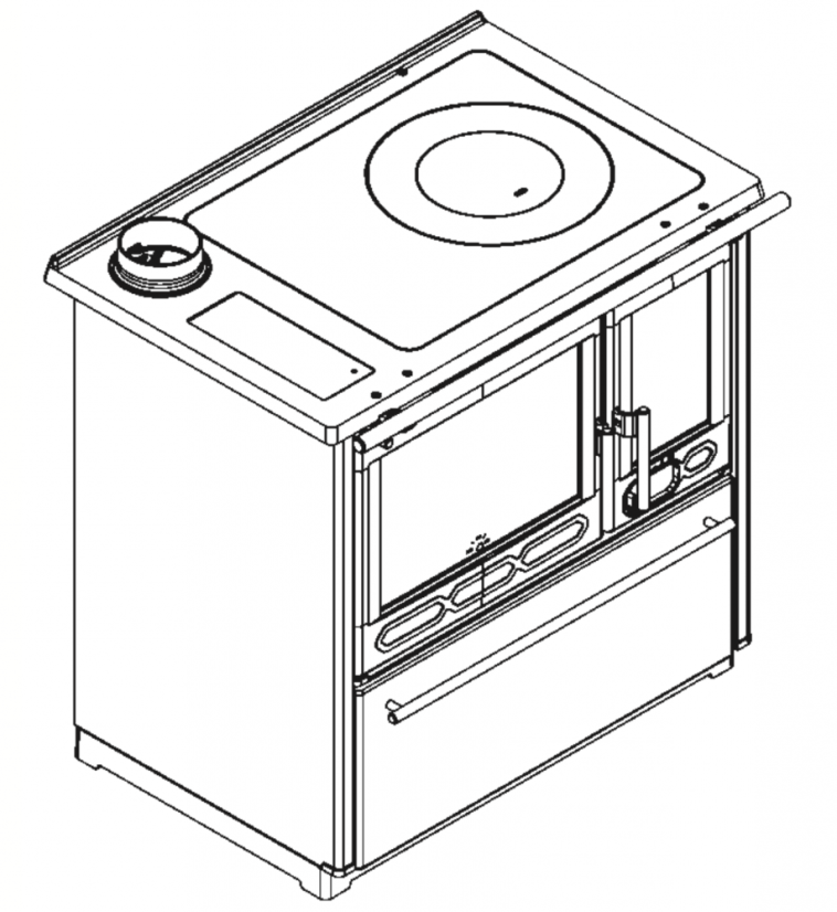 PLAMEN Sporák na tuhá paliva s teplovodním výměníkem TERMO GLAS - L hnědý