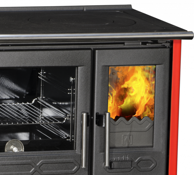 PLAMEN Sporák na tuhá paliva 850 GLAS - L červený
