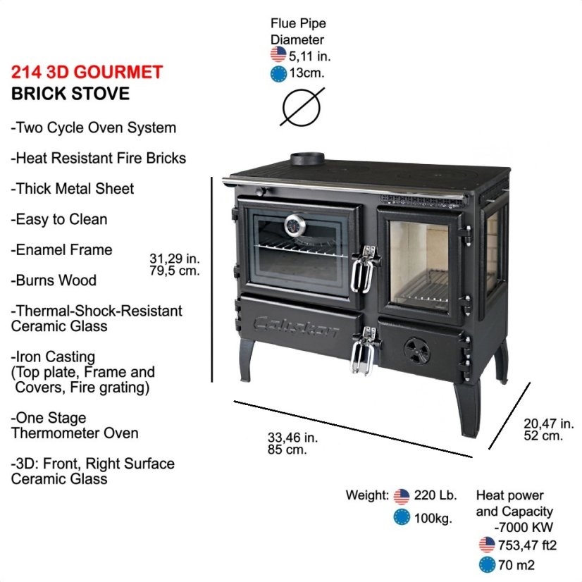 CALISKAN  Sporák na tuhá paliva GURMET 3D L - černý