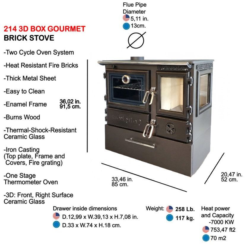 CALISKAN Sporák na tuhá paliva GURMET 3D-BOX L - černý