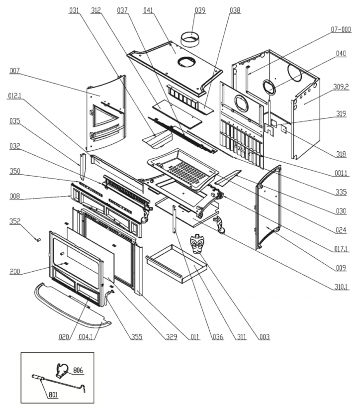 PLAMEN Litinová krbová kamna GLAS FRANKLIN - černá