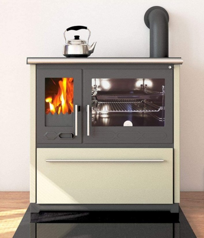 PLAMEN Sporák na tuhá paliva 850 GLAS - P béžový