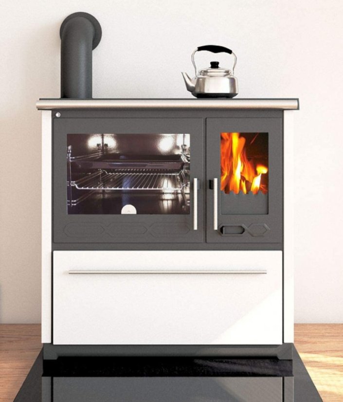 PLAMEN 850 GLAS Sporák na tuhá paliva - L bílý