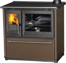 PLAMEN Sporák na tuhá paliva s teplovodním výměníkem TERMO GLAS - P hnědý