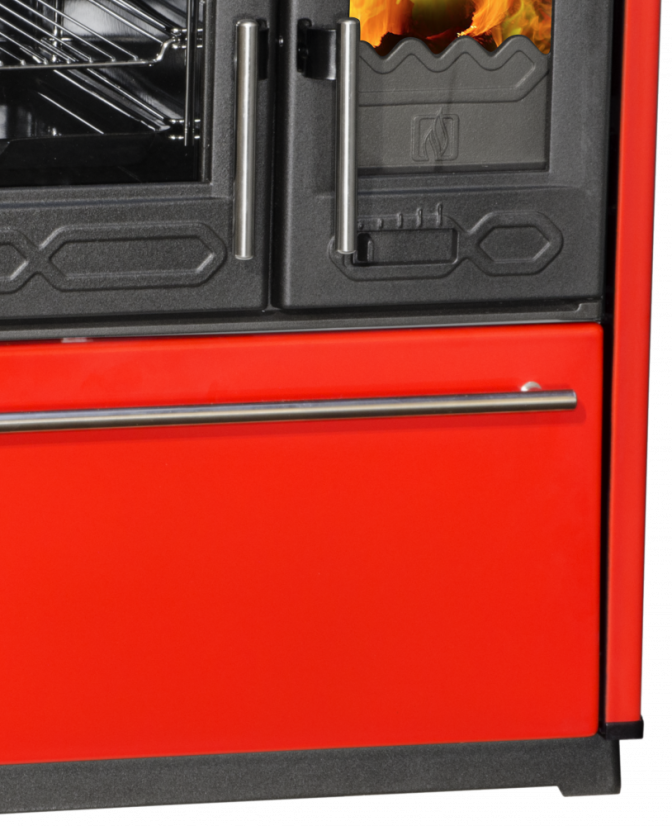 PLAMEN Sporák na tuhá paliva 850 GLAS - L červený